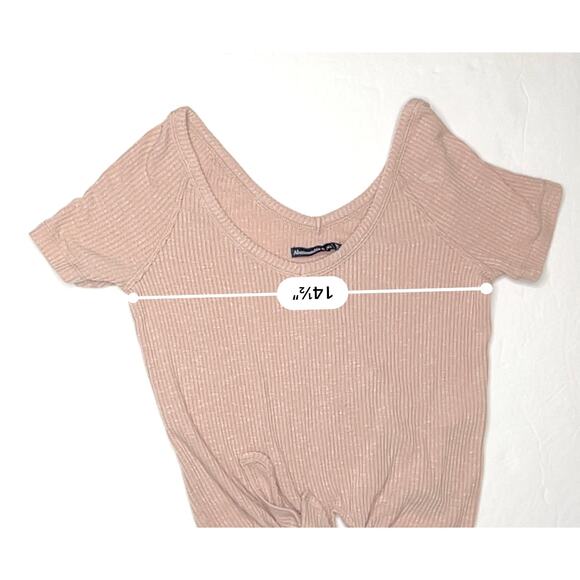 2/$20 Abercrombie & Fitch Tie Knot Front Ribbed Knit Peach Top XS Soft‎ Girl - Picture 5 of 10